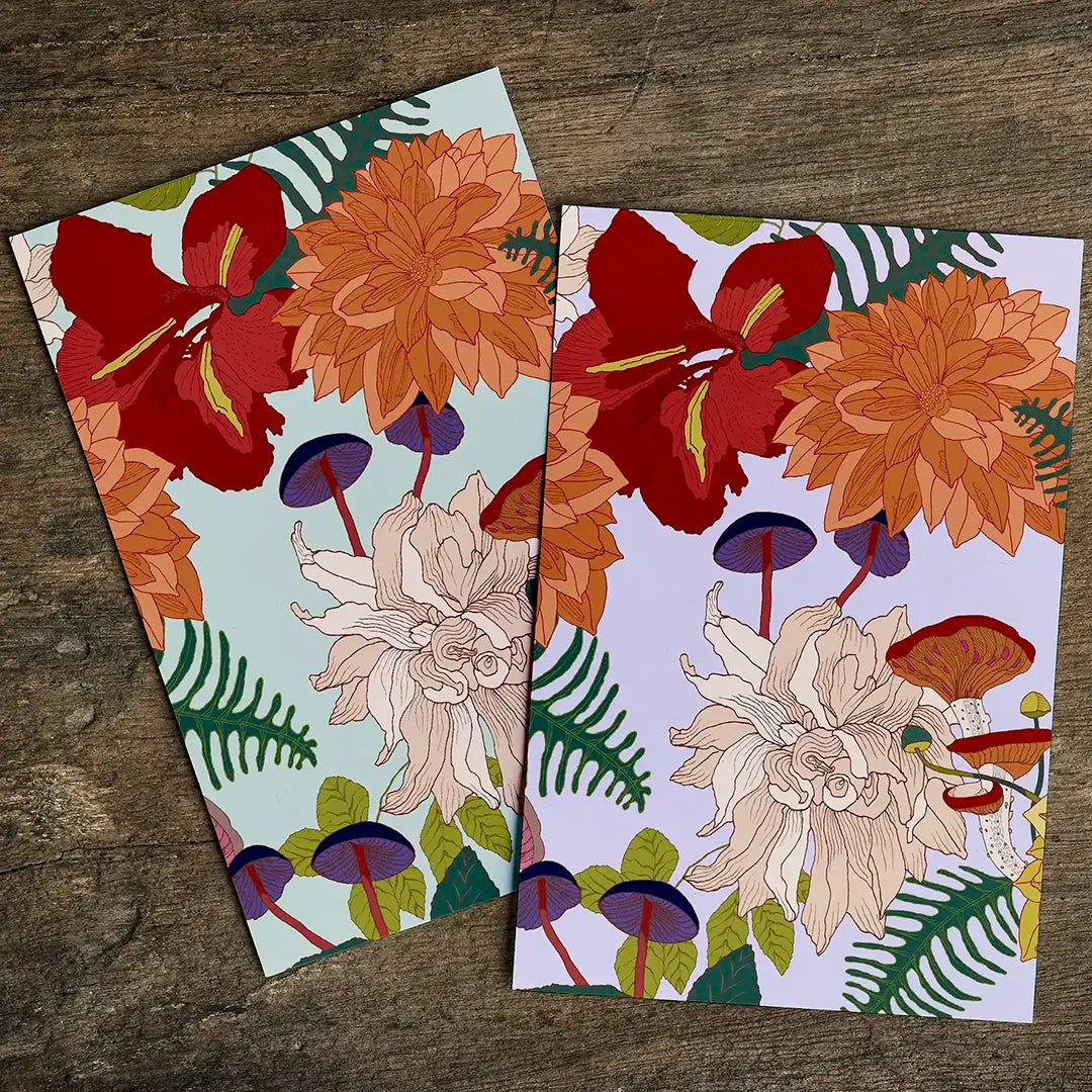 Paquete de 10 tarjetas de felicitación A5 (sobres prémium) Botanic Lila