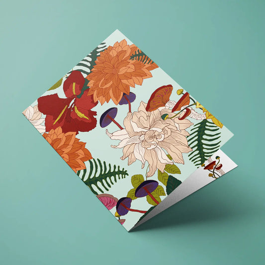 Paquete de 10 tarjetas de felicitación A6 (sobres prémium) Botanic Turquesa