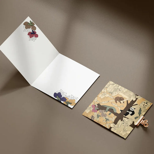 Paquete de 10 tarjetas de felicitación 14.1x14.1cm (sobres prémium) Camuflaje marrón