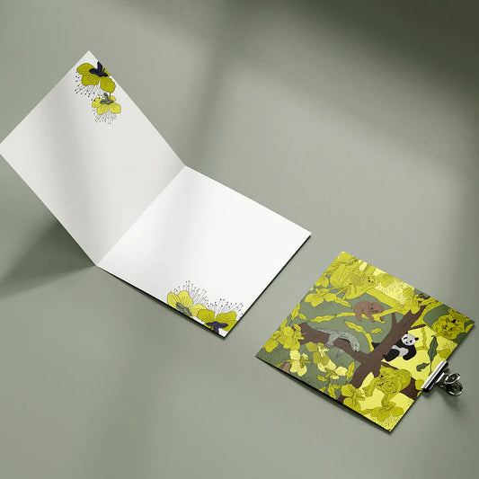 Paquete de 10 tarjetas de felicitación 14.1x14.1cm (sobres prémium) Camuflaje verde