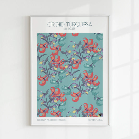 Póster de papel hueso mate calidad museo Orchid turquesa Eclet