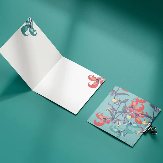 Paquete de 10 tarjetas de felicitación 14.1x14.1cm (sobres prémium) Orchid turquesa